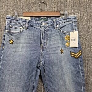 Lauren Ralph Lauren Jeans NWT 10 Embroidered Star Floral Military Straight Crop